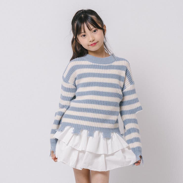 【軽量なのに暖かい"かるポカ"素材】ボーダーリラックスカットデザインニット | URBAN CHERRY | 詳細画像19 