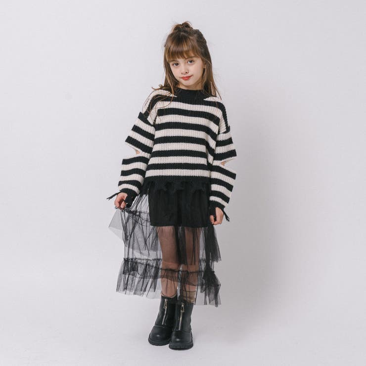 【軽量なのに暖かい"かるポカ"素材】ボーダーリラックスカットデザインニット | URBAN CHERRY | 詳細画像21 