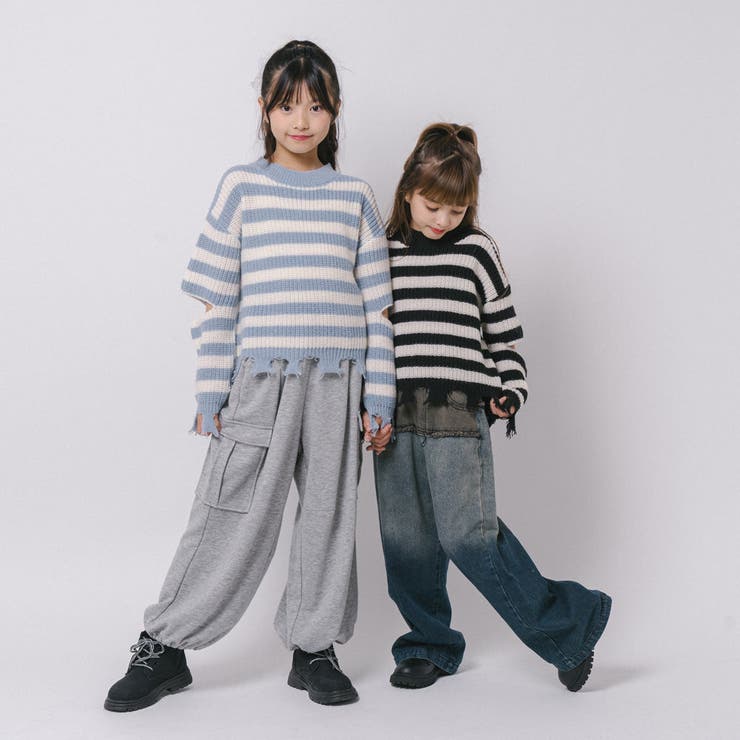 【軽量なのに暖かい"かるポカ"素材】ボーダーリラックスカットデザインニット | URBAN CHERRY | 詳細画像22 