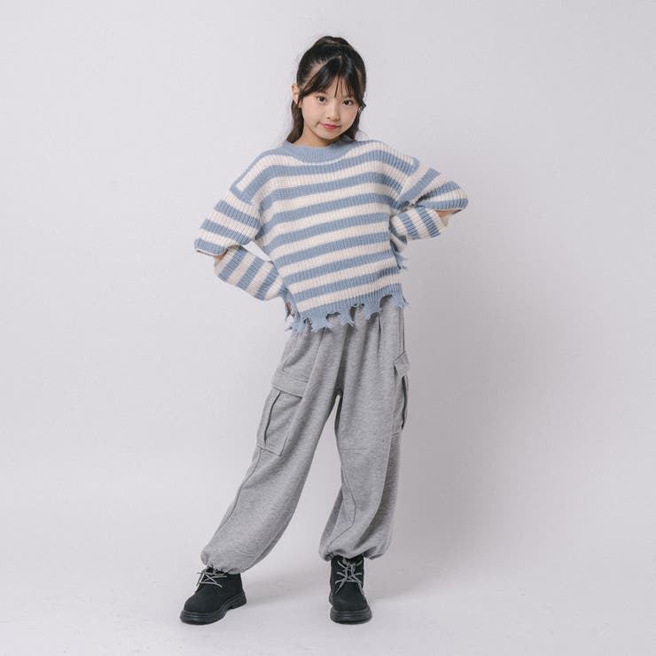 【軽量なのに暖かい"かるポカ"素材】ボーダーリラックスカットデザインニット | URBAN CHERRY | 詳細画像24 