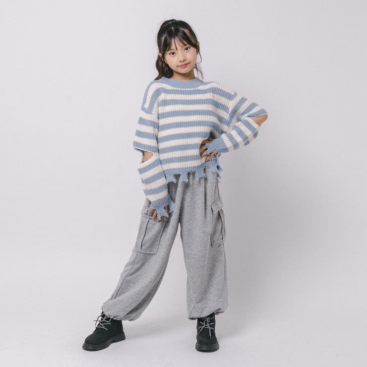 【軽量なのに暖かい"かるポカ"素材】ボーダーリラックスカットデザインニット | URBAN CHERRY | 詳細画像25 