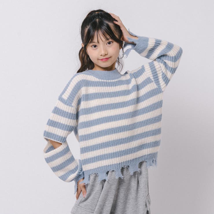 【軽量なのに暖かい"かるポカ"素材】ボーダーリラックスカットデザインニット | URBAN CHERRY | 詳細画像26 