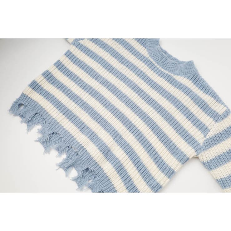 【軽量なのに暖かい"かるポカ"素材】ボーダーリラックスカットデザインニット | URBAN CHERRY | 詳細画像28 