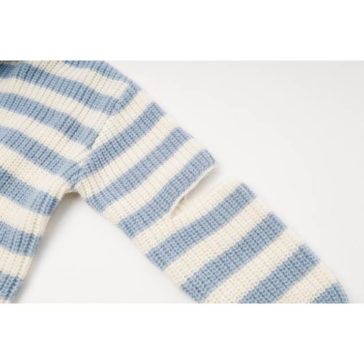 【軽量なのに暖かい"かるポカ"素材】ボーダーリラックスカットデザインニット | URBAN CHERRY | 詳細画像30 