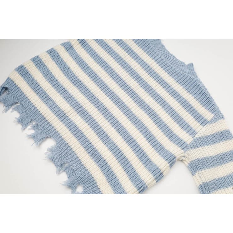 【軽量なのに暖かい"かるポカ"素材】ボーダーリラックスカットデザインニット | URBAN CHERRY | 詳細画像32 