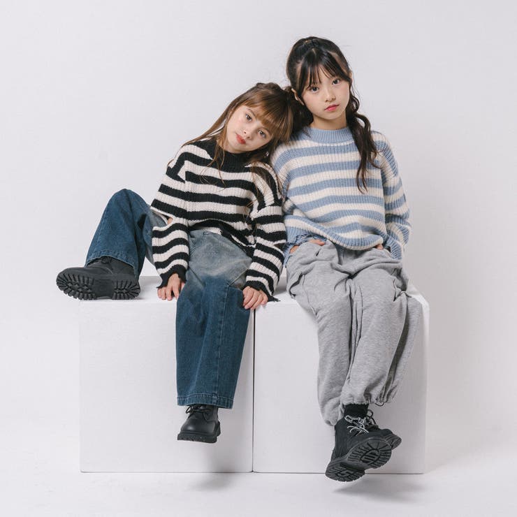 【軽量なのに暖かい"かるポカ"素材】ボーダーリラックスカットデザインニット | URBAN CHERRY | 詳細画像38 