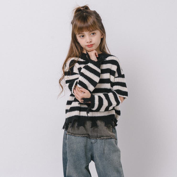 【軽量なのに暖かい"かるポカ"素材】ボーダーリラックスカットデザインニット | URBAN CHERRY | 詳細画像39 