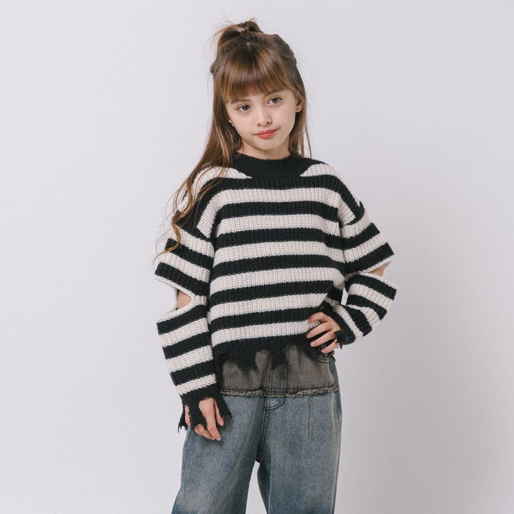 【軽量なのに暖かい"かるポカ"素材】ボーダーリラックスカットデザインニット | URBAN CHERRY | 詳細画像40 