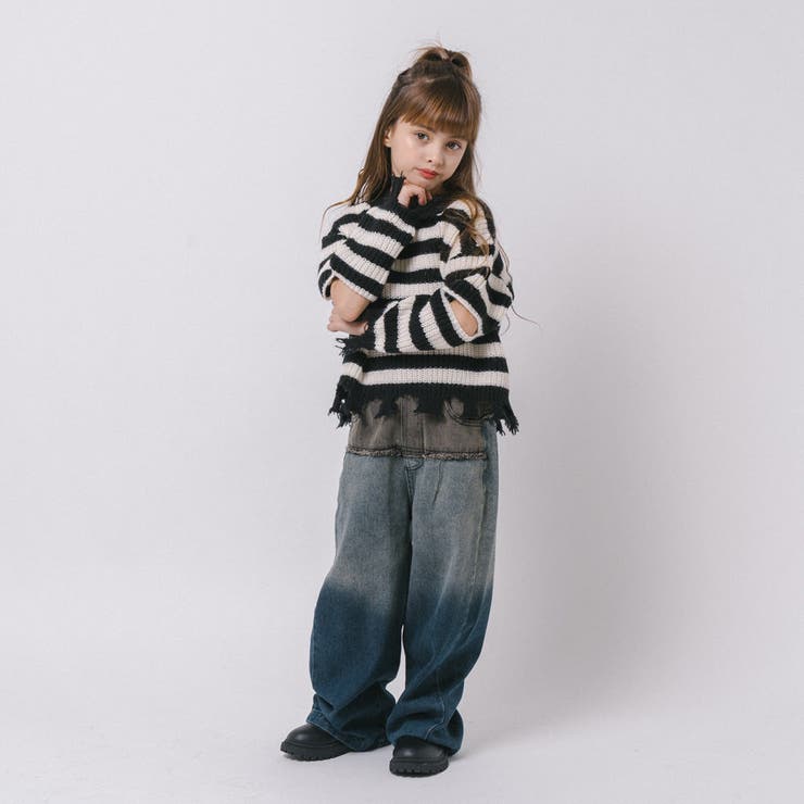 【軽量なのに暖かい"かるポカ"素材】ボーダーリラックスカットデザインニット | URBAN CHERRY | 詳細画像41 