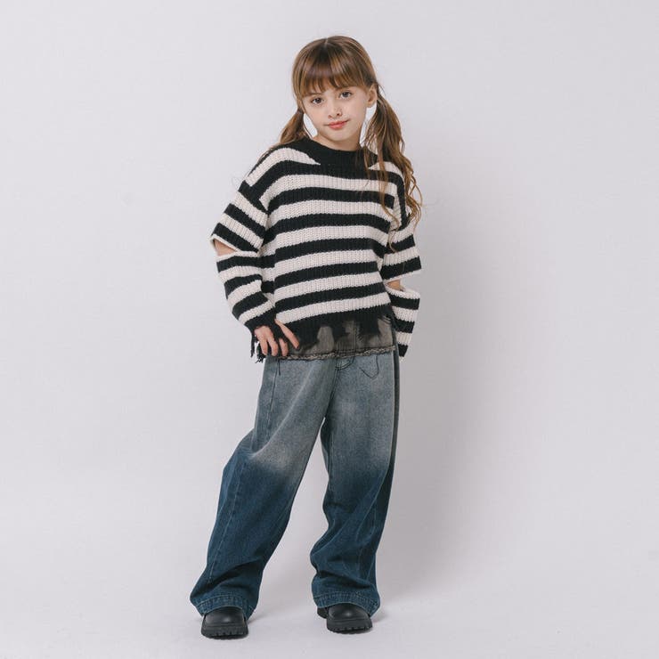 【軽量なのに暖かい"かるポカ"素材】ボーダーリラックスカットデザインニット | URBAN CHERRY | 詳細画像42 