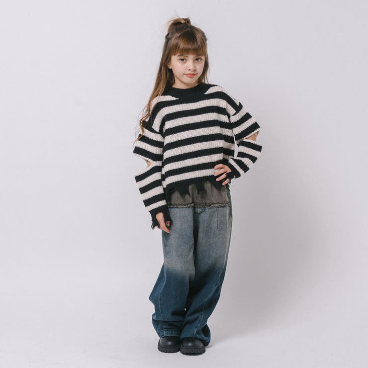 【軽量なのに暖かい"かるポカ"素材】ボーダーリラックスカットデザインニット | URBAN CHERRY | 詳細画像43 