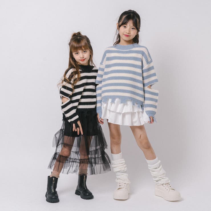 【軽量なのに暖かい"かるポカ"素材】ボーダーリラックスカットデザインニット | URBAN CHERRY | 詳細画像45 