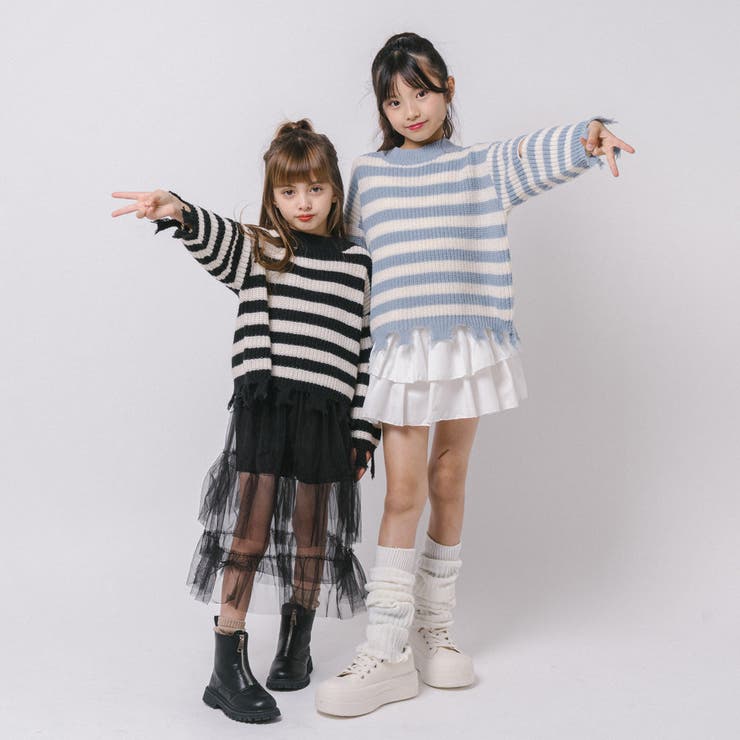 【軽量なのに暖かい"かるポカ"素材】ボーダーリラックスカットデザインニット | URBAN CHERRY | 詳細画像46 