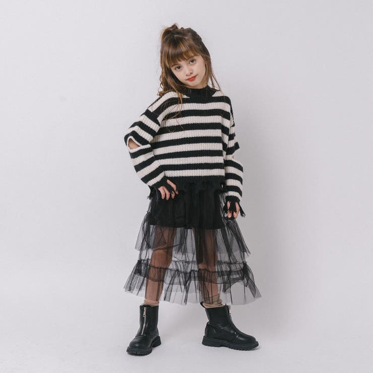 【軽量なのに暖かい"かるポカ"素材】ボーダーリラックスカットデザインニット | URBAN CHERRY | 詳細画像48 