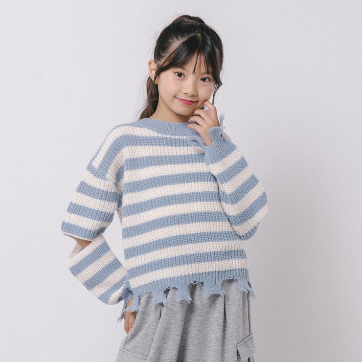 【軽量なのに暖かい"かるポカ"素材】ボーダーリラックスカットデザインニット | URBAN CHERRY | 詳細画像49 