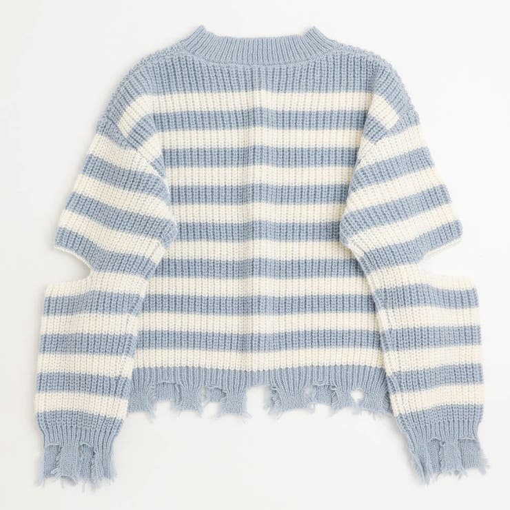 【軽量なのに暖かい"かるポカ"素材】ボーダーリラックスカットデザインニット | URBAN CHERRY | 詳細画像8 