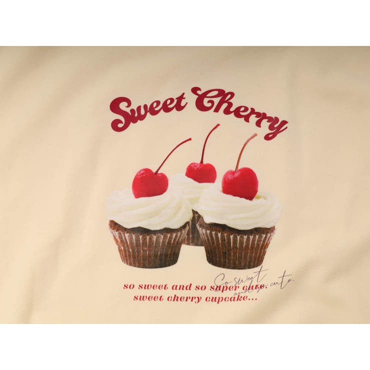チェリーカップケーキプリント裏毛トレーナー[品番：VINK0003077