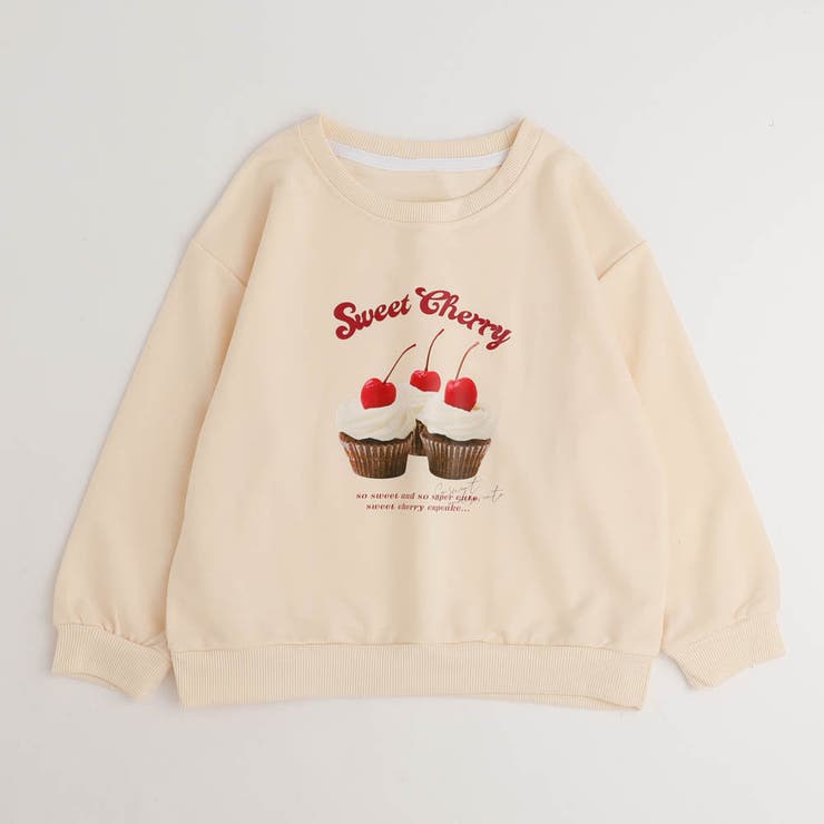 チェリーカップケーキプリント裏毛トレーナー[品番：VINK0003077