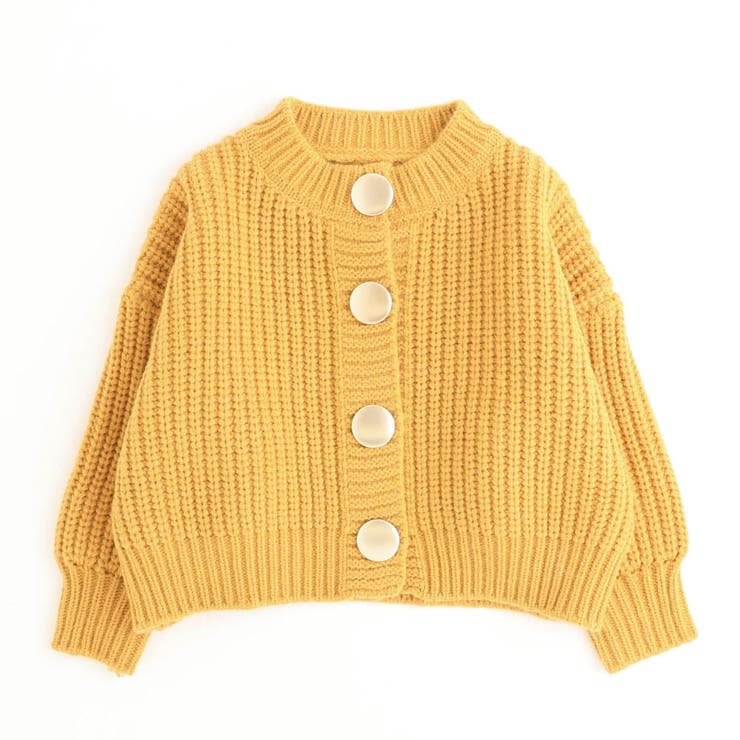 イエロー | クロップド丈ビッグボタンニットカーディガン | URBAN CHERRY