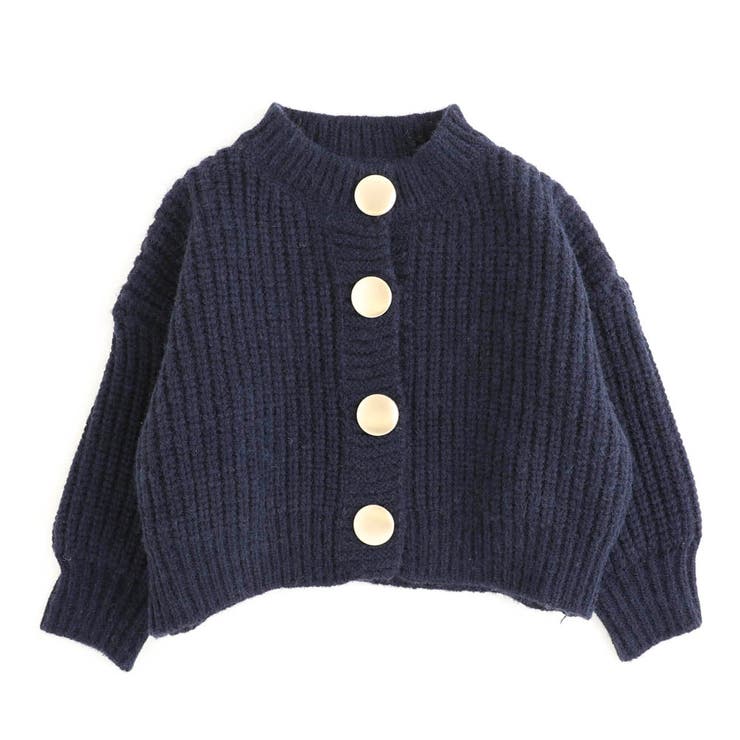 ブルー | クロップド丈ビッグボタンニットカーディガン | URBAN CHERRY