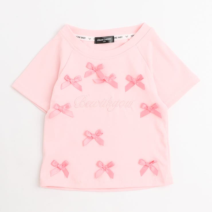 ピンク | フロントロゴ刺繍リボンTシャツ | URBAN CHERRY