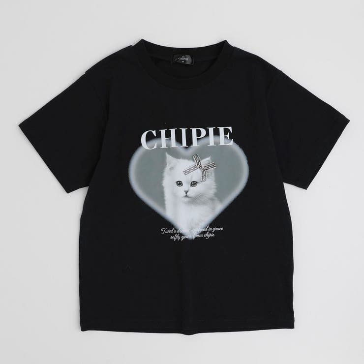 ブラック | 【CHIPIE/シピ】"ときめろT"(綿100%)キャットプリントTシャツ | URBAN CHERRY