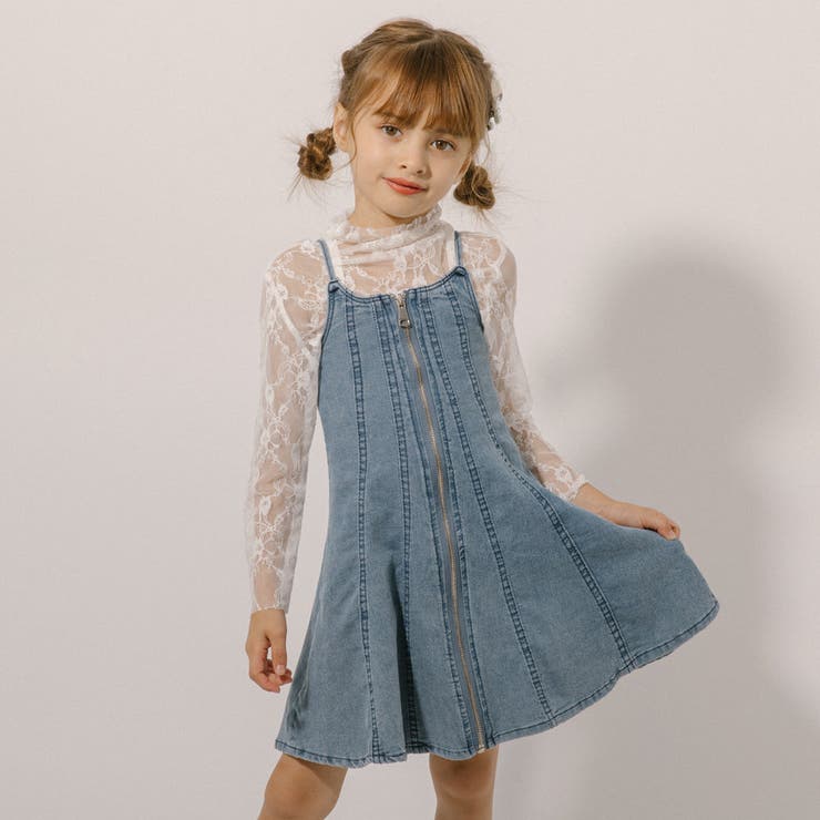 フロントジップデニムキャミワンピース[品番：VINK0002904