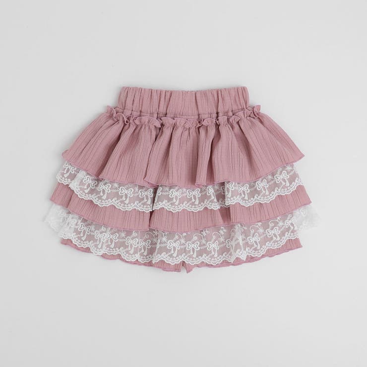 ピンク | 【CHIPIE/シピ】"ふわっと広がる"レースツーティアフリルショートパンツ | URBAN CHERRY