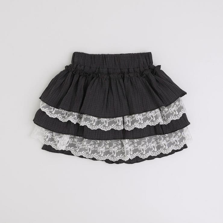 チャコール | 【CHIPIE/シピ】"ふわっと広がる"レースツーティアフリルショートパンツ | URBAN CHERRY
