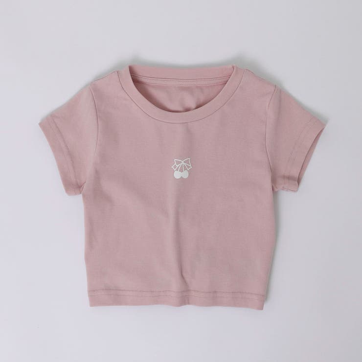 ピンク | バックオープンフロントチェリーロゴミニTシャツ | URBAN CHERRY