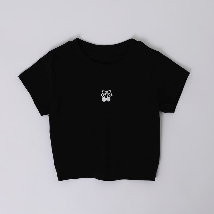 ブラック | バックオープンフロントチェリーロゴミニTシャツ | URBAN CHERRY