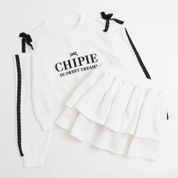 ホワイト | 【CHIPIE/シピ】レースリボンカットショルダートップス+ティアードスカート | URBAN CHERRY