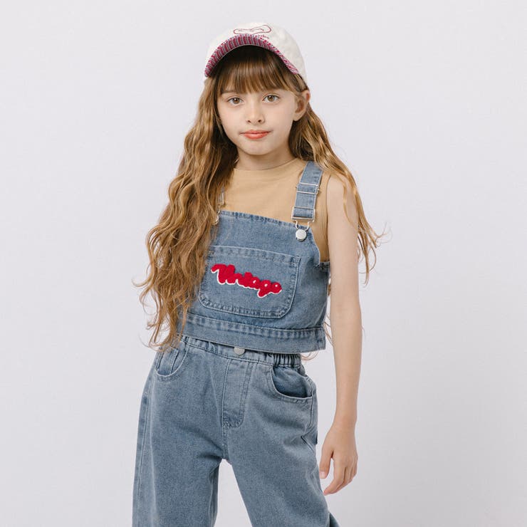【2点セット】フロッキーロゴデザインデニムビスチェ＋ストレートパンツ | URBAN CHERRY | 詳細画像1 