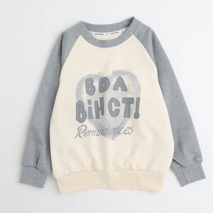 グレー | ハートプリントデザインラグラントレーナー | URBAN CHERRY