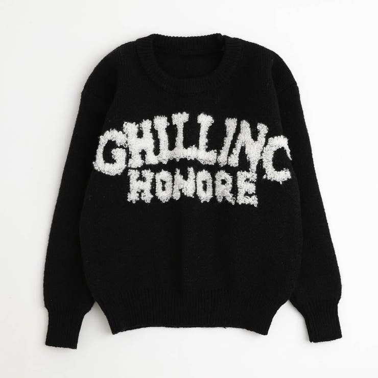 ブラック | フロントロゴニットトップス | URBAN CHERRY