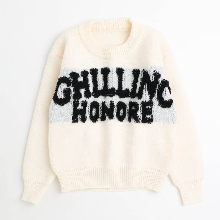 アイボリー | フロントロゴニットトップス | URBAN CHERRY