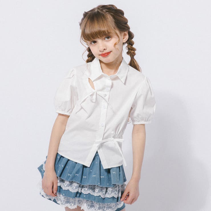 カットデザインギャザーパフスリーブクロップドブラウス | URBAN CHERRY | 詳細画像1 