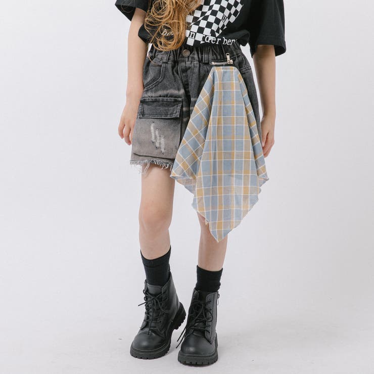 チャックシャツドッキングデニムショートパンツ | URBAN CHERRY | 詳細画像1 