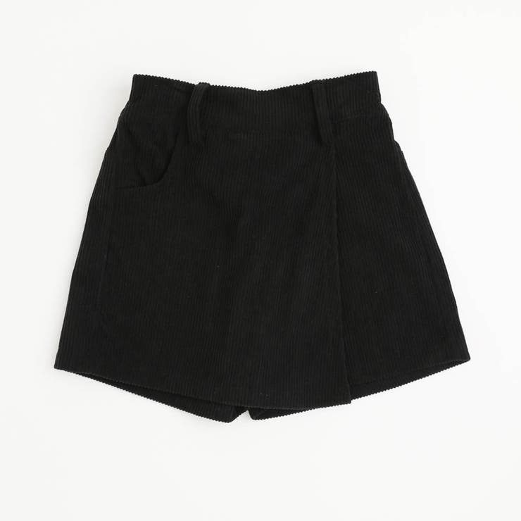 ブラック | 【スカート見えなのにパンツ設計】コーデュロイラップスカートパンツ | URBAN CHERRY