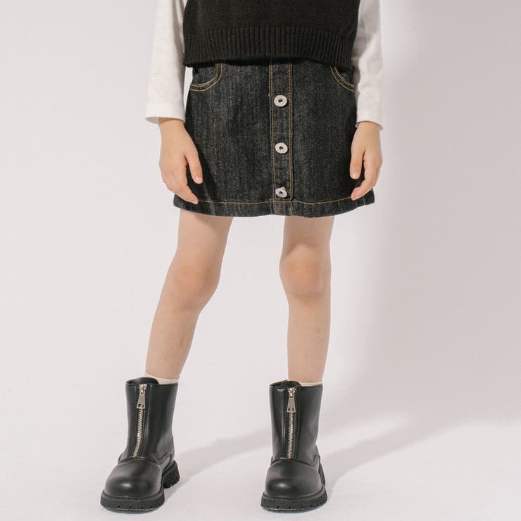 シャネル ダークデニム ボタンフロント ミニスカート 22AW☆すぐ届く