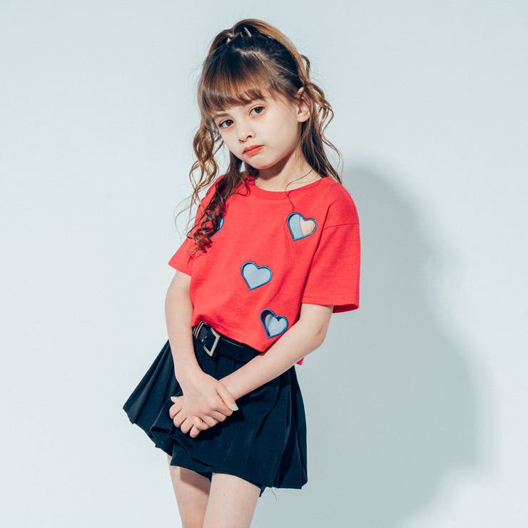 Cherryページ　Tシャツパンツセット　ぬい服 吸水速乾】ハートカットワーククロップドTシャツ[品番