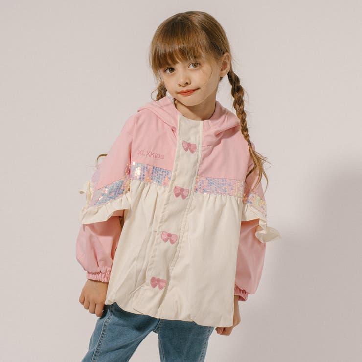 リボン刺繍スパンコールナイロンジャケット[品番：VINK0002931]｜URBAN