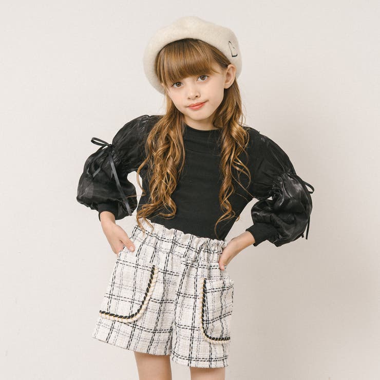 シアーパフスリーブリボンリブトップス | URBAN CHERRY | 詳細画像1 