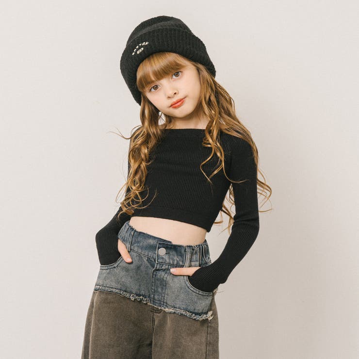 フィンガーホール付きクロップドリブニットトップス | URBAN CHERRY | 詳細画像1 