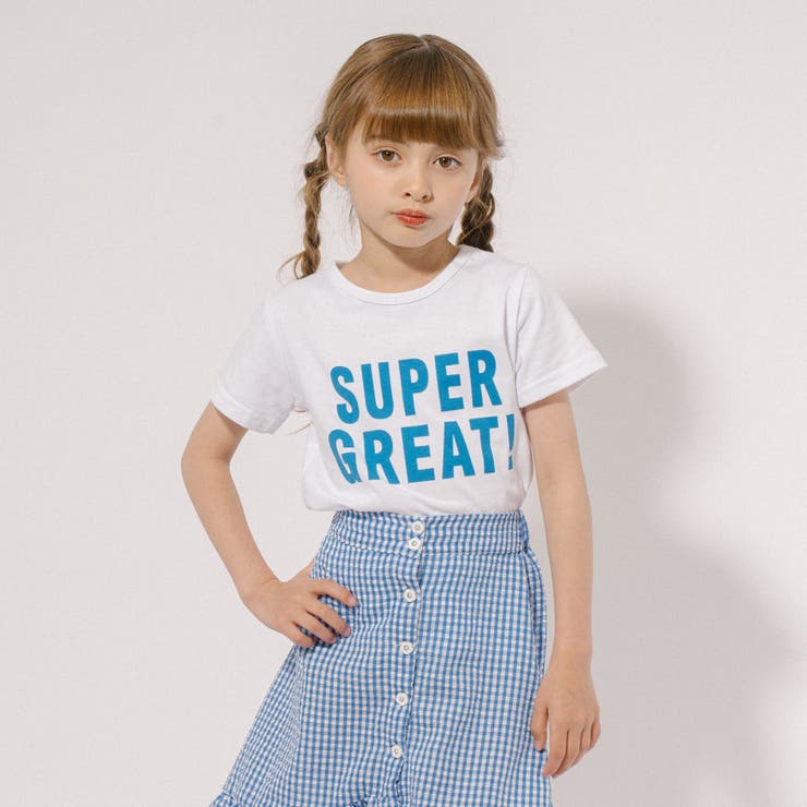 2点セット】フロントロゴプリントTシャツ＋ギンガムチェックスカート