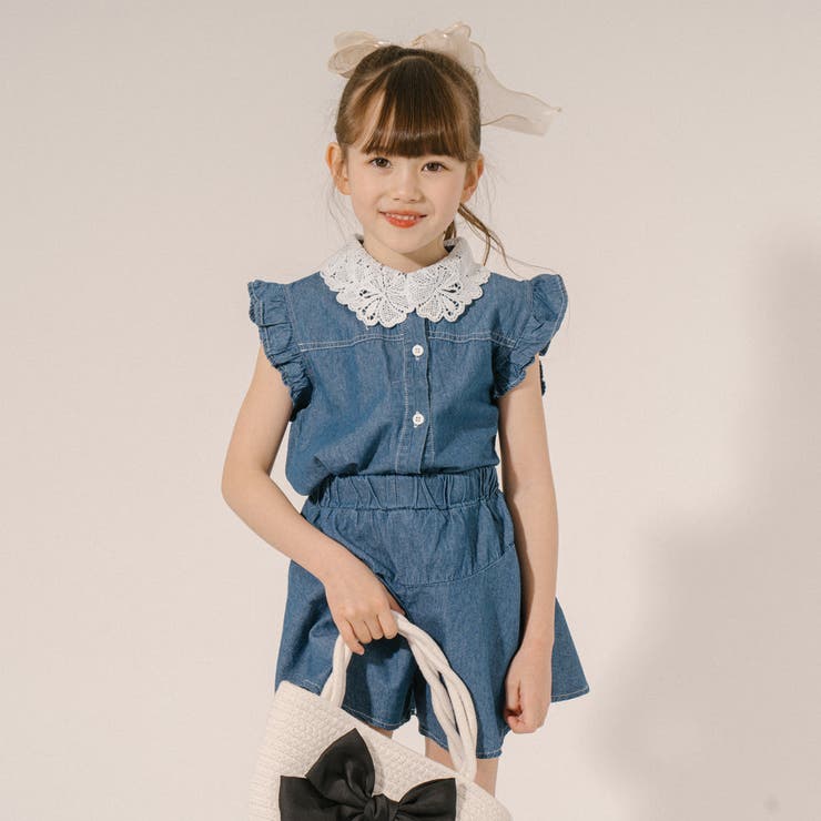 格安SALEスタート！ フリルカラーデザイントップス＋フレアショートパンツ[品番 ファッション雑貨