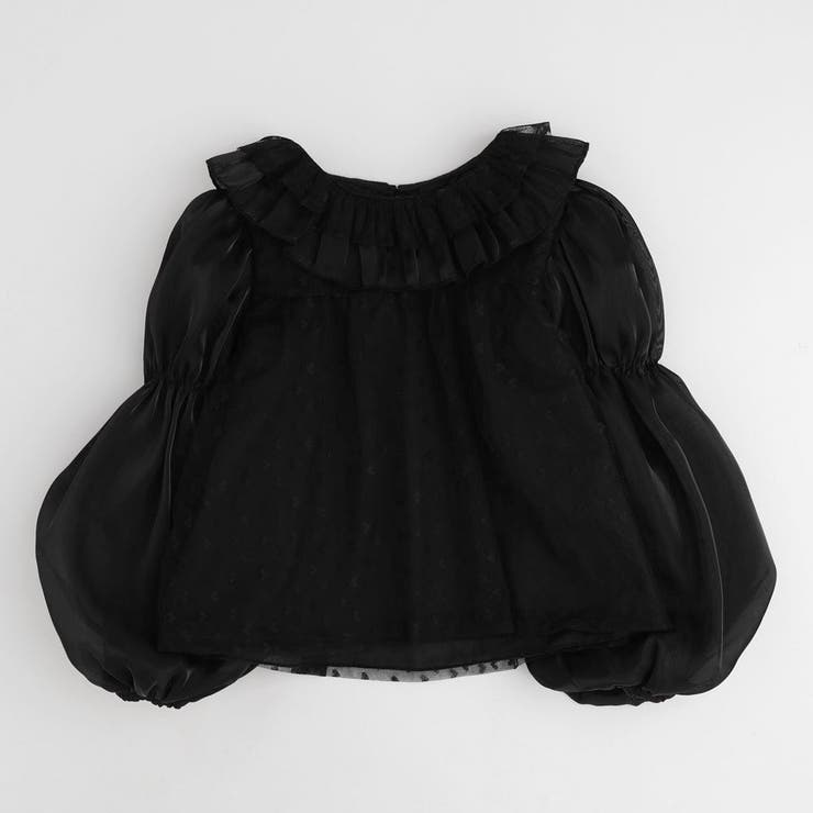 ブラック | フリルカラーチュールドッキングブラウス | URBAN CHERRY