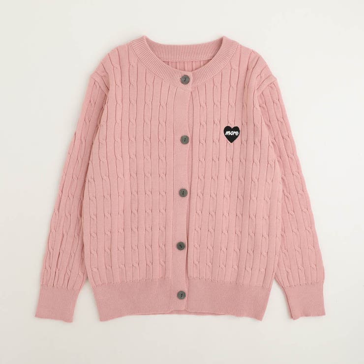 ピンク | ワンポイントハート刺繍ケーブルニットカーディガン | URBAN CHERRY