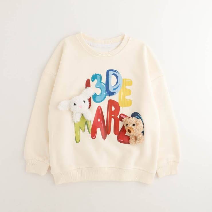 アイボリー | ぬいぐるみ付ロゴプリントトレーナー | URBAN CHERRY