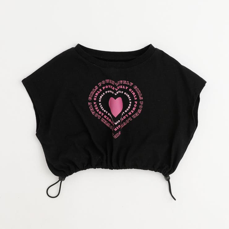 ブラック | 【吸水速乾】クロップドドロップショルダーハートTシャツ | URBAN CHERRY
